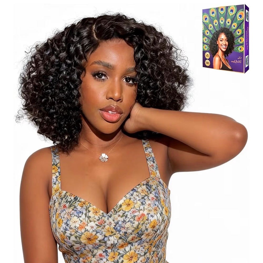 Kinky Curly Bob Wig HD Lace Front Pre-Plucked Natural Hairline 10in Black